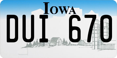 IA license plate DUI670