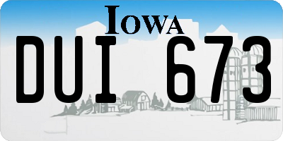 IA license plate DUI673