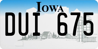 IA license plate DUI675