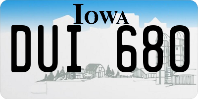 IA license plate DUI680