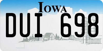 IA license plate DUI698