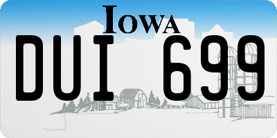 IA license plate DUI699