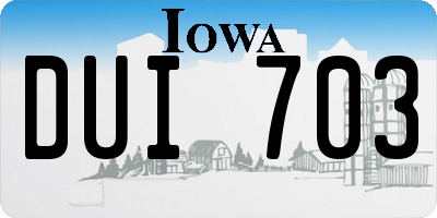 IA license plate DUI703