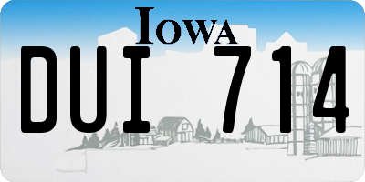 IA license plate DUI714