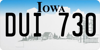 IA license plate DUI730
