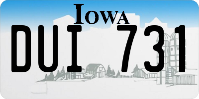 IA license plate DUI731