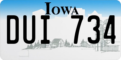 IA license plate DUI734