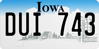 IA license plate DUI743