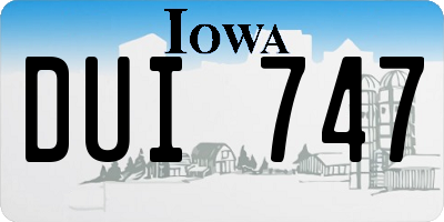 IA license plate DUI747
