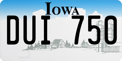 IA license plate DUI750