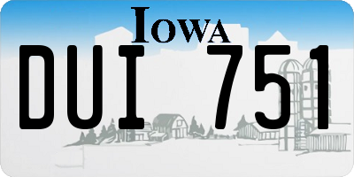 IA license plate DUI751