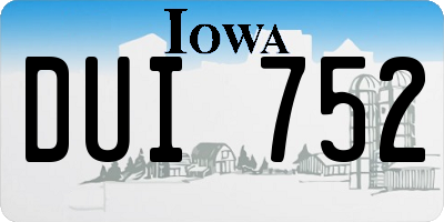 IA license plate DUI752