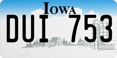 IA license plate DUI753