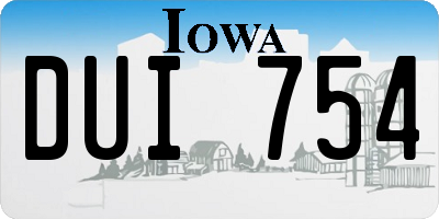 IA license plate DUI754