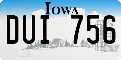 IA license plate DUI756