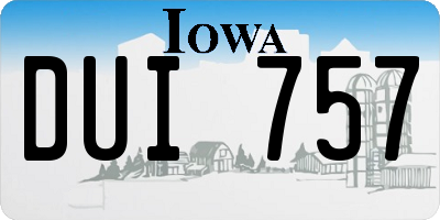 IA license plate DUI757