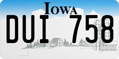 IA license plate DUI758