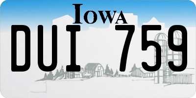 IA license plate DUI759