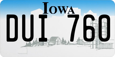IA license plate DUI760