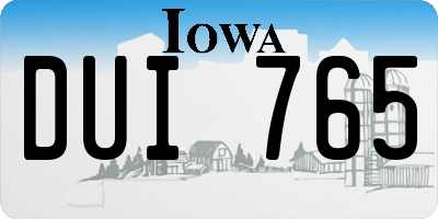 IA license plate DUI765