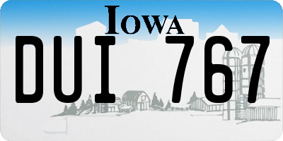 IA license plate DUI767