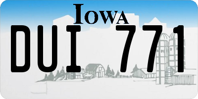 IA license plate DUI771