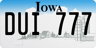 IA license plate DUI777