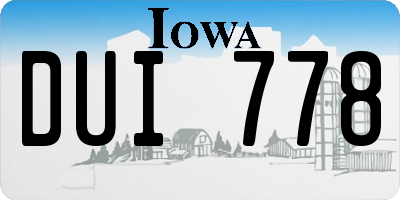IA license plate DUI778