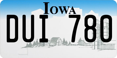 IA license plate DUI780