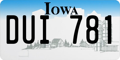 IA license plate DUI781