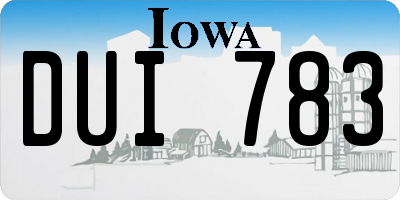 IA license plate DUI783