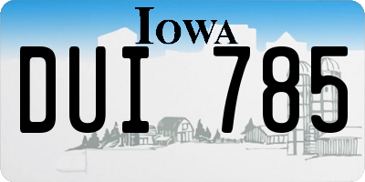 IA license plate DUI785