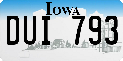 IA license plate DUI793
