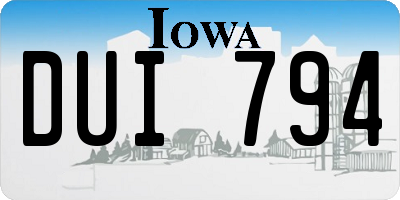IA license plate DUI794