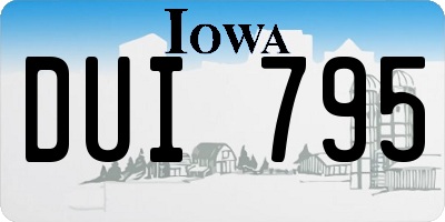 IA license plate DUI795