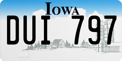 IA license plate DUI797