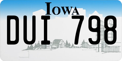 IA license plate DUI798