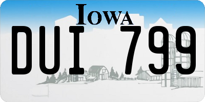IA license plate DUI799