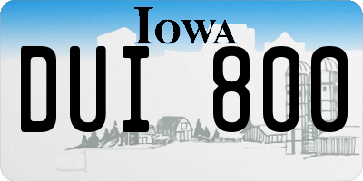 IA license plate DUI800