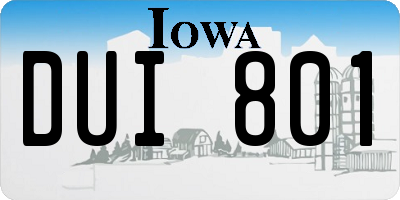 IA license plate DUI801
