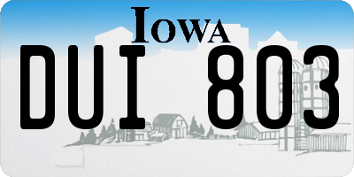 IA license plate DUI803