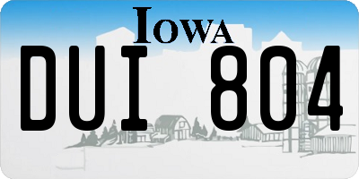 IA license plate DUI804