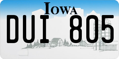 IA license plate DUI805