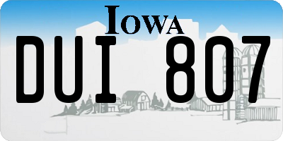 IA license plate DUI807