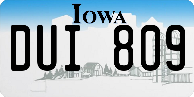 IA license plate DUI809