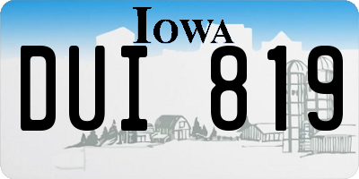 IA license plate DUI819