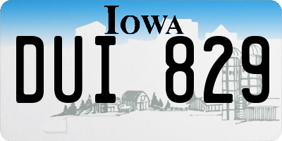 IA license plate DUI829