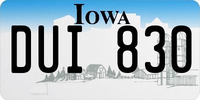 IA license plate DUI830
