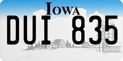 IA license plate DUI835
