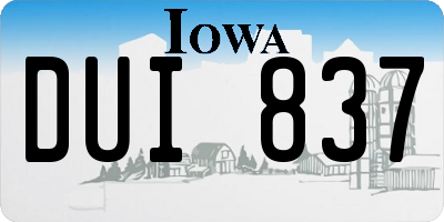 IA license plate DUI837
